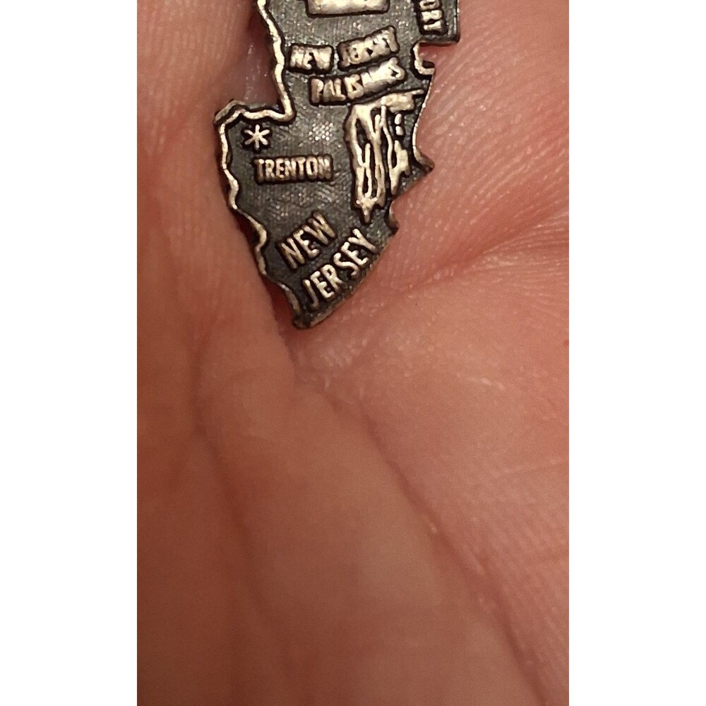 Vintage New Jersey State Travel Dangle Charm Metal Christmas